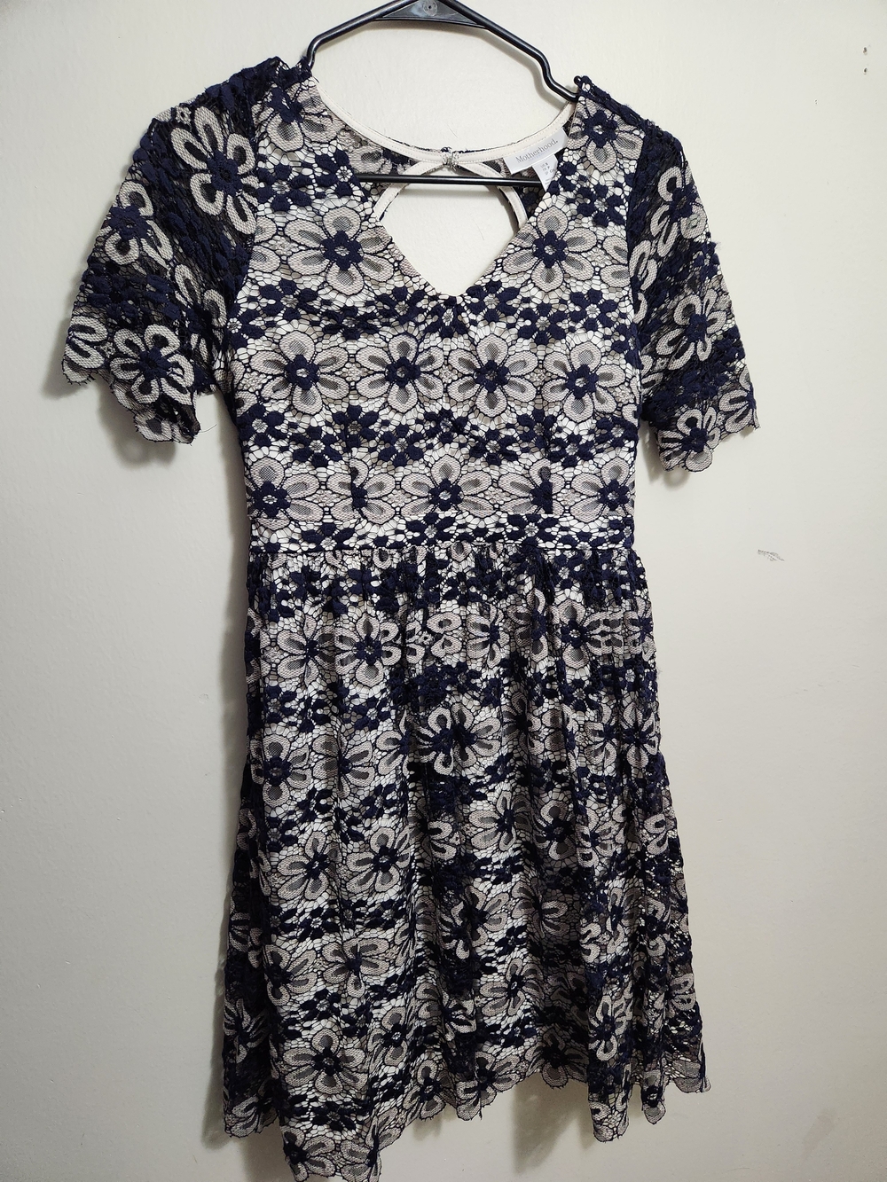 Motherhood Maternity Navy and Cream Lace Maternity Chemise
